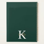 Modern Emerald Green Monogram Script Planner (Achterkant)