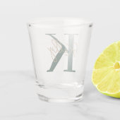 Modern Emerald Green Monogram Script Shot Glas (Achterkant)