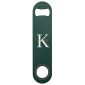 Modern Emerald Green Monogram Script Speed Flessenopener (Achterkant)