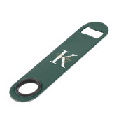 Modern Emerald Green Monogram Script Speed Flessenopener (Achterkant Gekanteld)