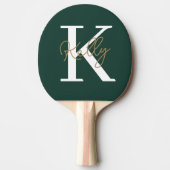 Modern Emerald Green Monogram Script Tafeltennisbatje (Voorkant)
