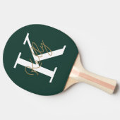 Modern Emerald Green Monogram Script Tafeltennisbatje (Zijkant)