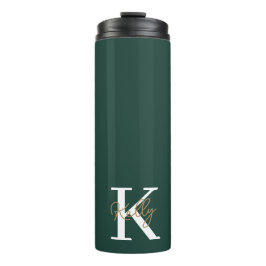 Modern Emerald Green Monogram Script Thermosbeker