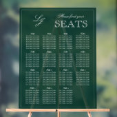 Modern Emerald Green Monogram Script Trouwstoel Acryl Bord (Neutraal)