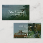 Modern Emerald Green Overlay 4 Fotoscript Visitekaartje (Voorkant / Achterkant)