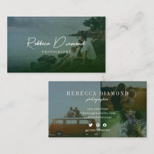 Modern Emerald Green Overlay 4 Fotoscript Visitekaartje (Voorkant / Achterkant)