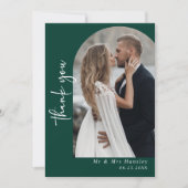 Modern Emerald Green Photo Wedding Bedankkaart (Voorkant)