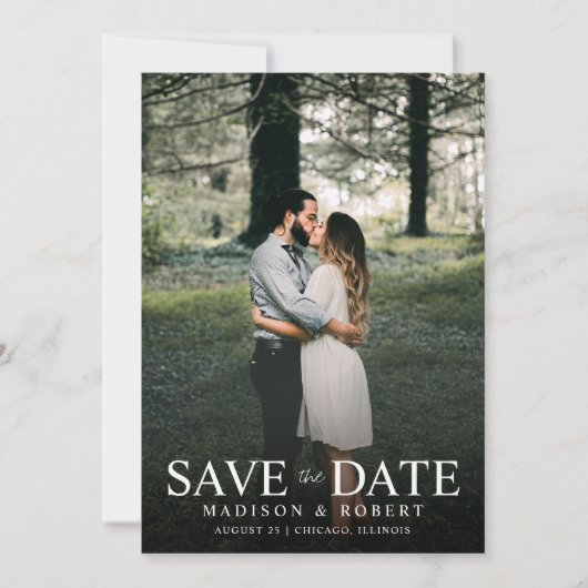 Modern Emerald Green Photo Wedding Save The Date (Voorkant)