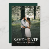 Modern Emerald Green Photo Wedding Save The Date (Voorkant / Achterkant)