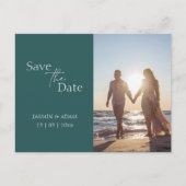 Modern Emerald Green Photo Wedding Save the Date Briefkaart (Voorkant)