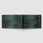 Modern Emerald Green & Roos Gold Folie Wedding Gastenboek (Volledig)