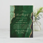 Modern Emerald Green Rosy Wedding Invitation Kaart (Staand voorkant)