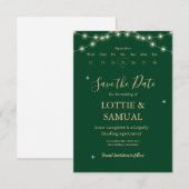 Modern Emerald green Save The Date (Voorkant / Achterkant)