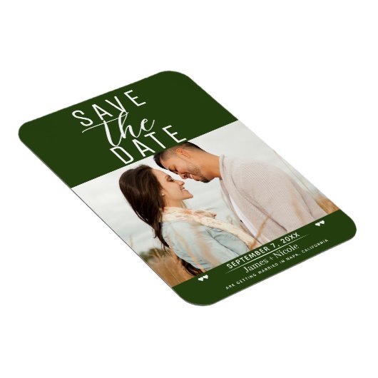 Modern Emerald Green Save the Date Wedding Photo Magneet (Rechterzijde)