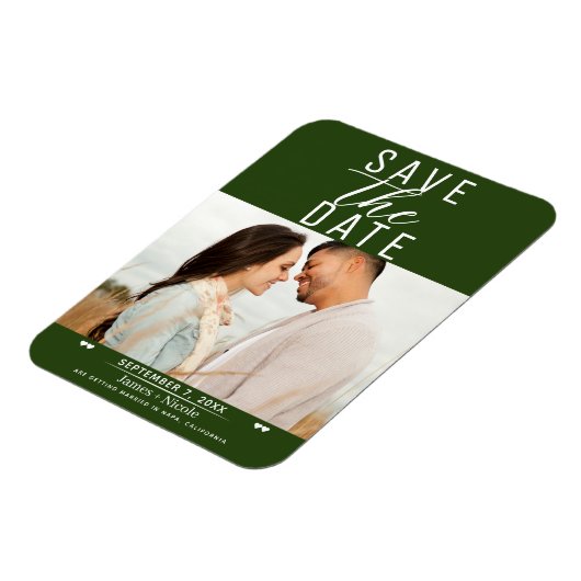 Modern Emerald Green Save the Date Wedding Photo Magneet (Linkerzijde)