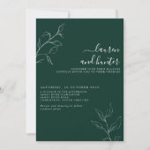 Modern Emerald Green Script Botanical Wedding Invi Kaart (Voorkant)