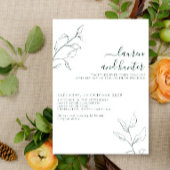 Modern Emerald Green Script Botanical Wedding Kaart