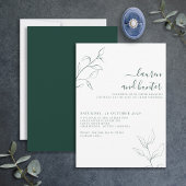 Modern Emerald Green Script Botanical Wedding Kaart