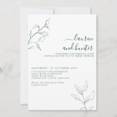 Modern Emerald Green Script Botanical Wedding Kaart (Voorkant)