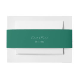 Modern Emerald Green Script Huwelijksuitnodiging Uitnodigingen Wikkel