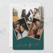 Modern emerald green script initialen bruiloft kaart (Achterkant)