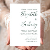 Modern Emerald Green Script Wedding Kaart