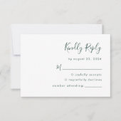 Modern Emerald Green Script Wedding RSVP Kaartje (Voorkant)