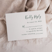 Modern Emerald Green Script Wedding RSVP Kaartje