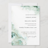 Modern Emerald Green Silver Agate Wedding Invite Bedankkaart (Voorkant)