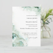 Modern Emerald Green Silver Agate Wedding Invite Bedankkaart (Staand voorkant)