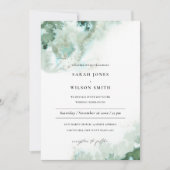 Modern Emerald Green Silver Agate Wedding Invite Bedankkaart (Voorkant)