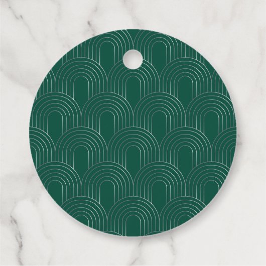 Modern Emerald Green & Silver Arch Bedankjes Labels (Achterkant)