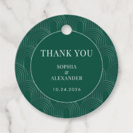 Modern Emerald Green & Silver Arch Bedankjes Labels
