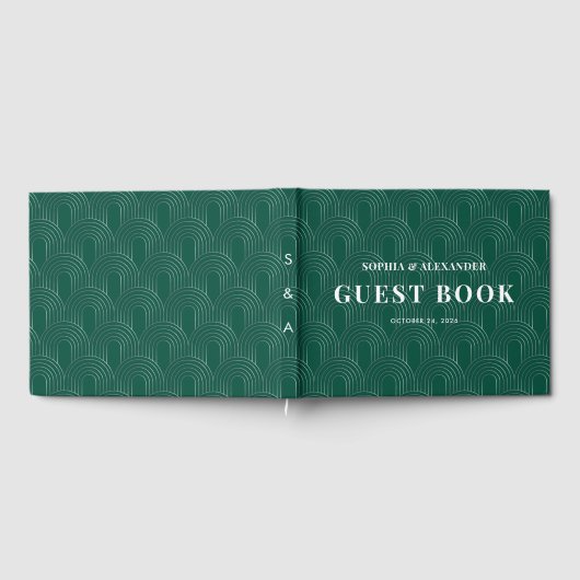 Modern Emerald Green & Silver Arch Gastenboek (Volledig)