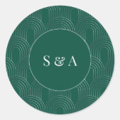 Modern Emerald Green & Silver Arch Ronde Sticker (Voorkant)