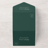 Modern Emerald Green Silver Glitter Wedding All In One Uitnodiging (Buitenkant)