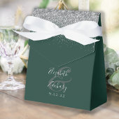 Modern Emerald Green Silver Glitter Wedding Bedankdoosjes