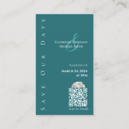 Modern Emerald Green-Sla de Date-QR code op- Visitekaartje