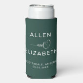 Modern Emerald Green Stylish Wedding Custom Beer Seltzer Blikjeskoeler (Seltzer Achterkant)