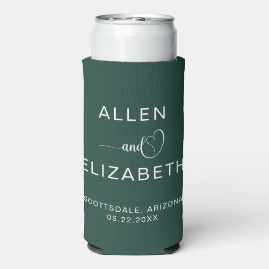 Modern Emerald Green Stylish Wedding Custom Beer Seltzer Blikjeskoeler (Seltzer Achterkant)