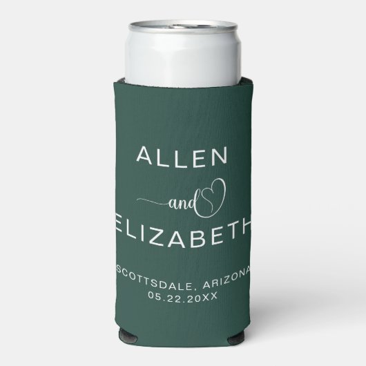 Modern Emerald Green Stylish Wedding Custom Beer Seltzer Blikjeskoeler (Seltzer Voorkant)