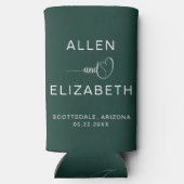 Modern Emerald Green Stylish Wedding Custom Beer Seltzer Blikjeskoeler (Achterkant)
