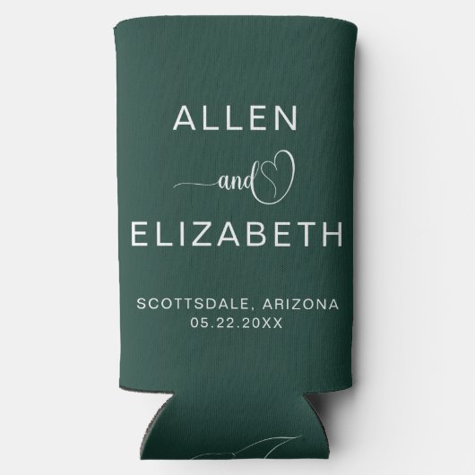 Modern Emerald Green Stylish Wedding Custom Beer Seltzer Blikjeskoeler (Achterkant)