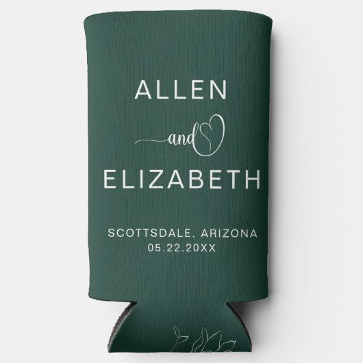 Modern Emerald Green Stylish Wedding Custom Beer Seltzer Blikjeskoeler (Voorkant)