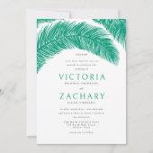 Modern Emerald Green Summer Palm Leaves Wedding Kaart (Voorkant)