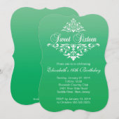 Modern Emerald Green Sweet Sixteen Birthday Party Kaart (Voorkant / Achterkant)