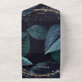 Modern Emerald Green Tropical Destination Wedding All In One Uitnodiging (Buitenkant)