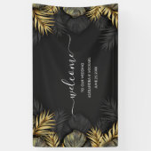 Modern Emerald Green Tropical Destination Wedding Spandoek (Verticaal)