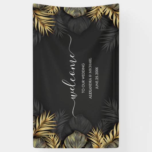 Modern Emerald Green Tropical Destination Wedding Spandoek (Verticaal)