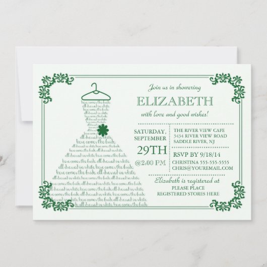 Modern Emerald Green trouwjurk Vrijgezellenfeest Kaart (Voorkant)